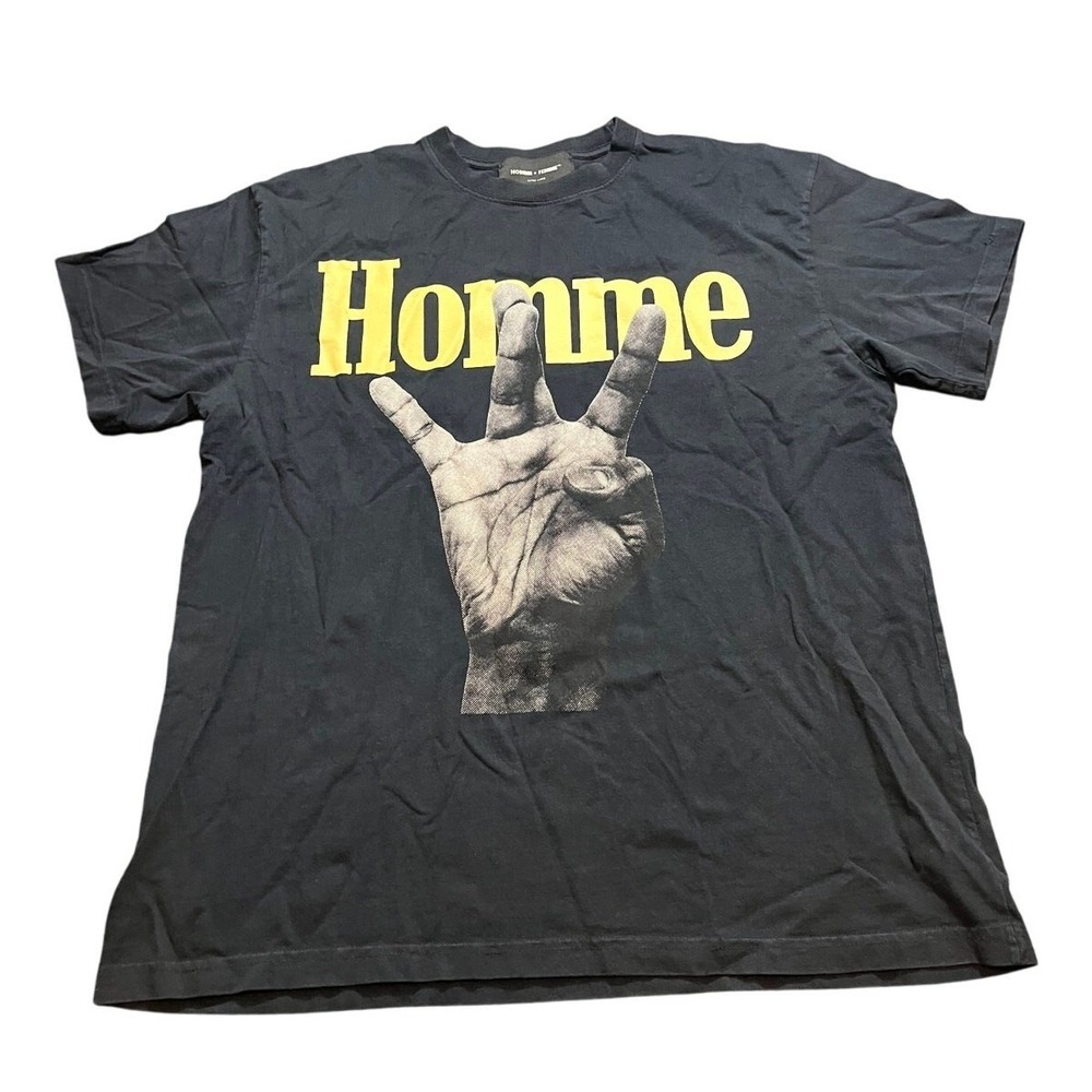Homme + Femme Graphic T-Shirt Mens XL Black Westside Hand Sign Short Sleeve Tee